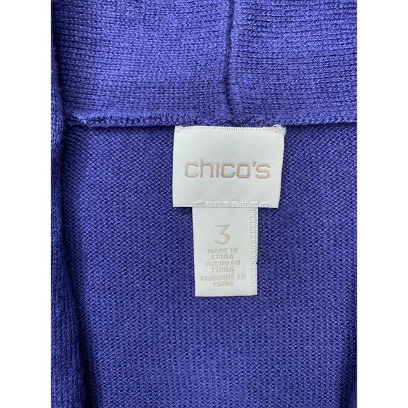 Chicos Longline Cardigan Size 3 (XL) Purple Knit Beaded Sleeves Duster Pockets - Picture 7 of 11